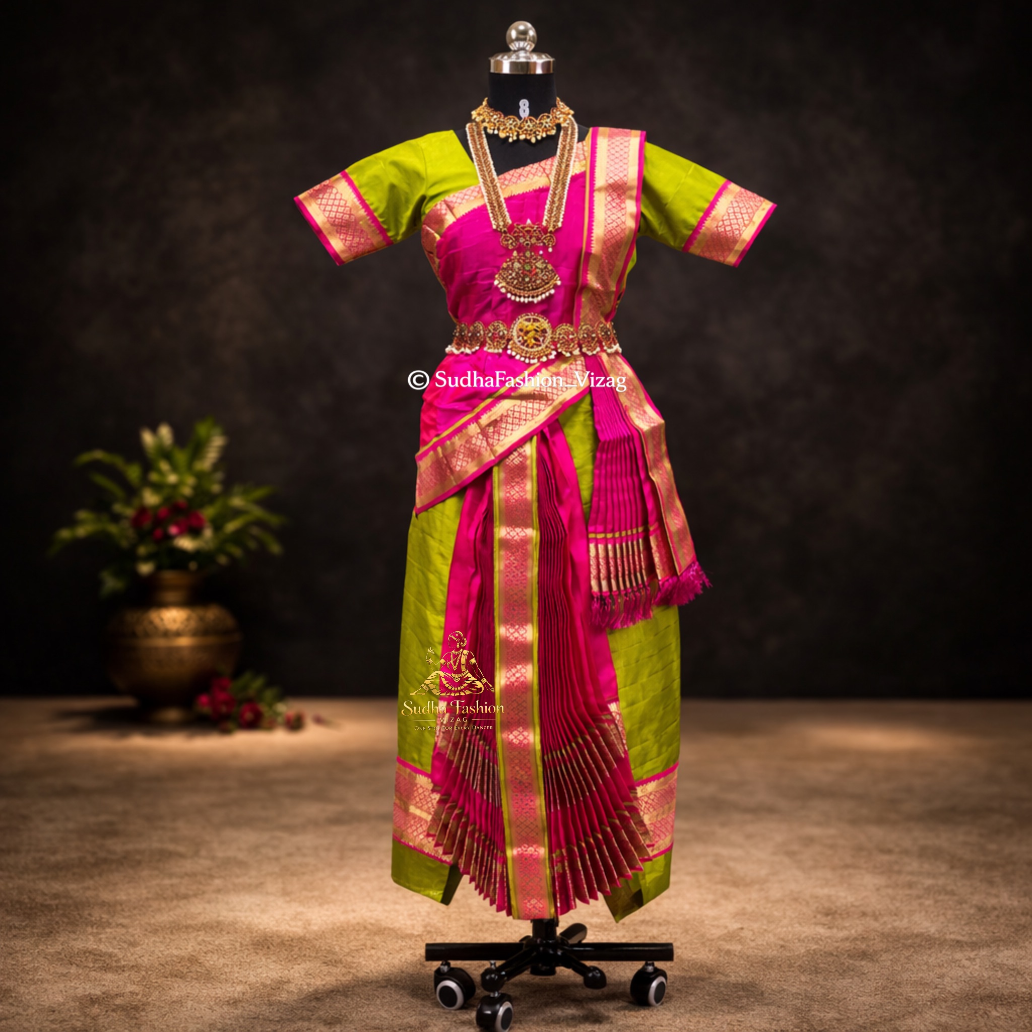 green and pink bharatanatyam dress Readymade 6 Piece Dance Purple popover